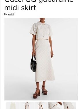 Gucci Cream GG Jacquard High-Rise Midi Skirt